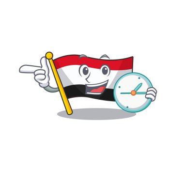 Saat karakteri ile birlikte bayrak yemen çizgi filmi