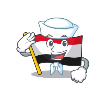 Cartoon flag yemen isolated in sailor character vector
