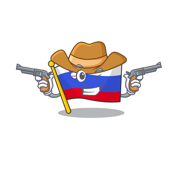 Bandeira dos desenhos animados Cowboy slovenia in com mascote —  Vetores de Stock