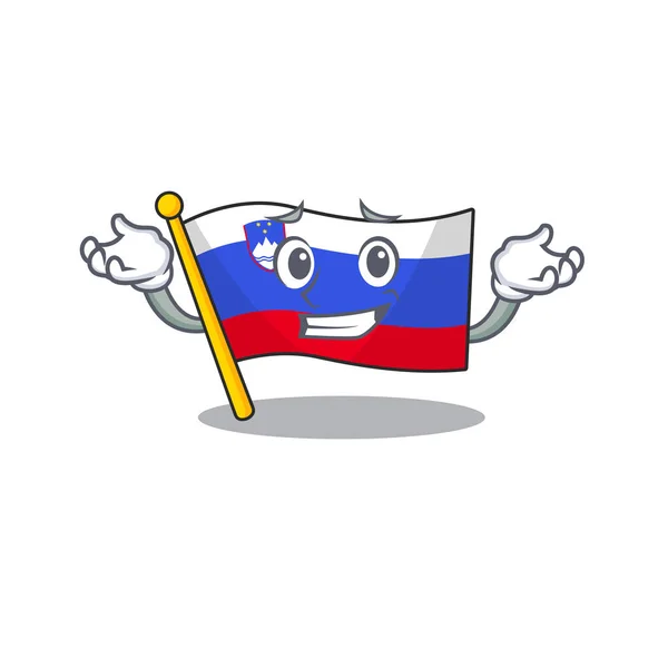 Flag slovenia cartoon with in grinning character — Stock Vector