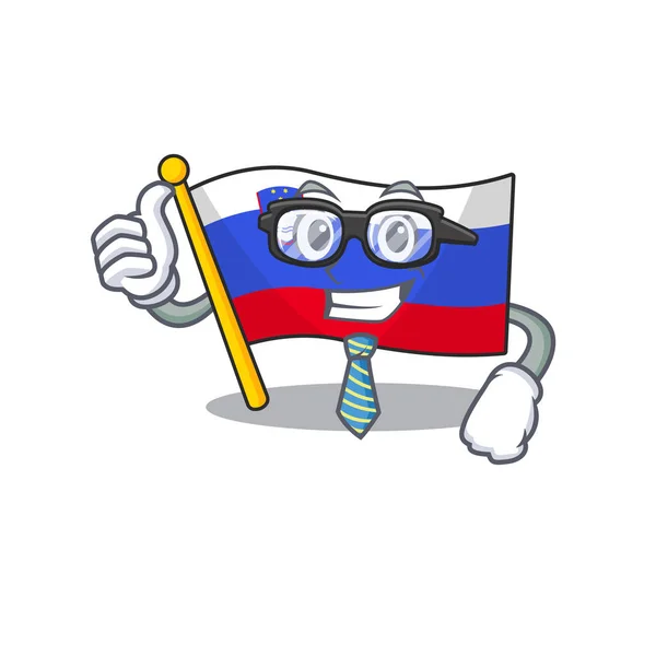 Flag slovenia kartun dengan karakter pengusaha - Stok Vektor