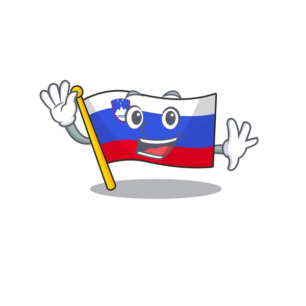 Vlag slovenia cartoon met in zwaaiend karakter — Stockvector