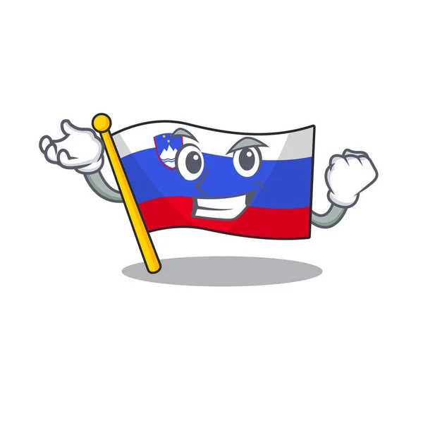 Drapeau slovenia dessin animé avec succès personnage — Image vectorielle