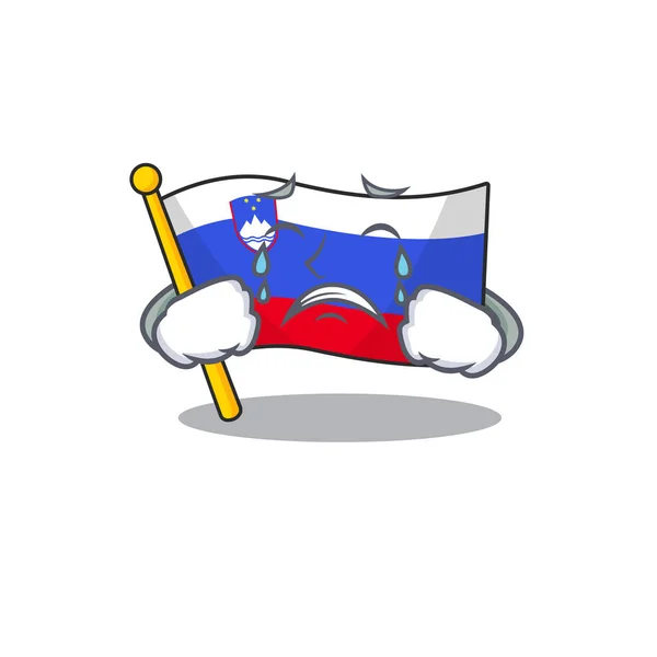 Cartoon flag slovenia isolated in character crying — Stock Vector