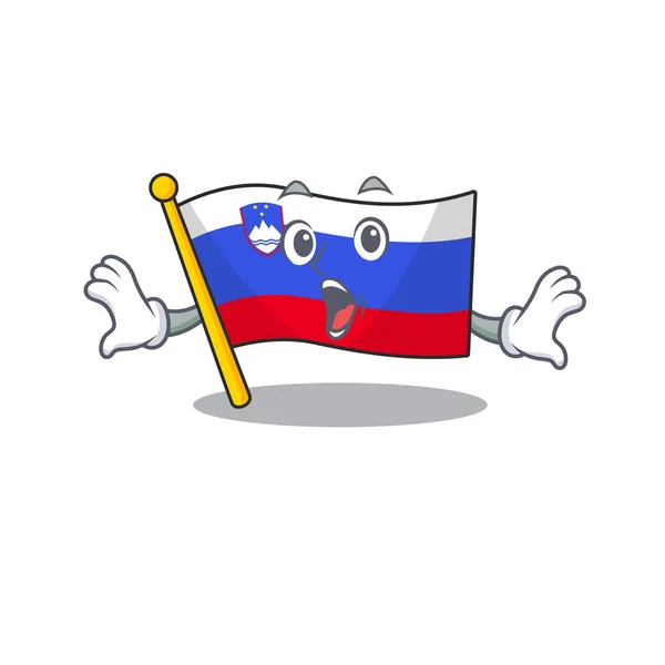 Cartoon flag slovenia isolated in character surprised — Stock Vector