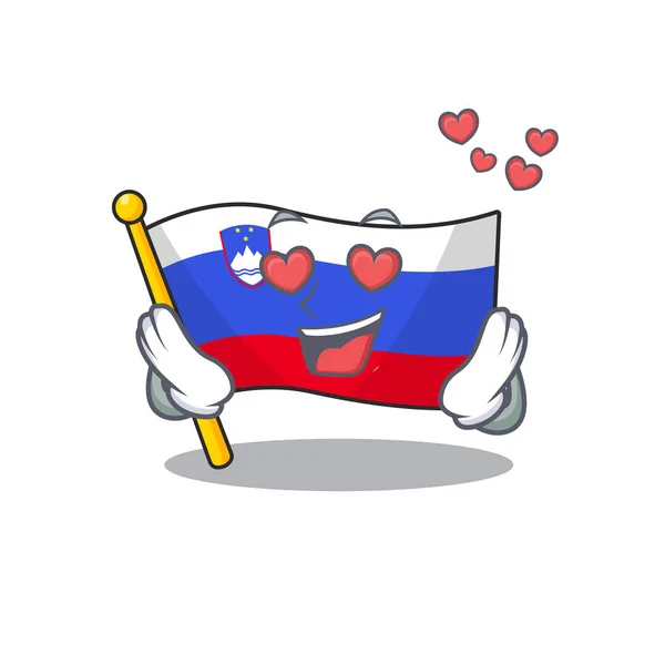 사랑에 빠진 채 슬로베니아를 고립시키는 만화 깃발 — 스톡 벡터