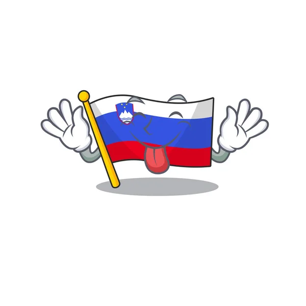 Bandera de la mascota slovenia con carácter in tongue out — Vector de stock