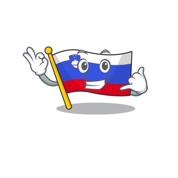 Bandera de la mascota slovenia con en me llaman carácter — Vector de stock