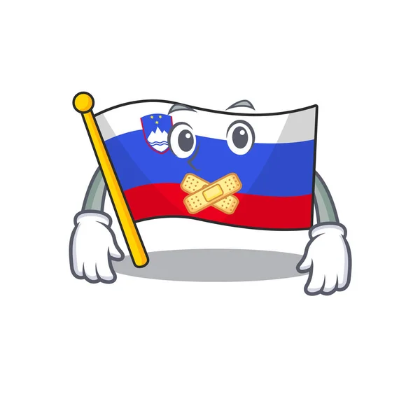 Mascotte drapeau slovenia avec dans le caractère silencieux — Image vectorielle