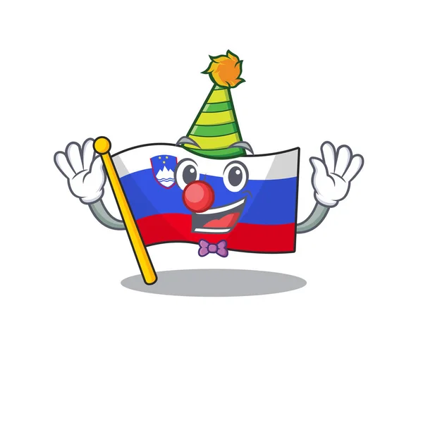 Mascote bandeira slovenia com em caráter de palhaço —  Vetores de Stock