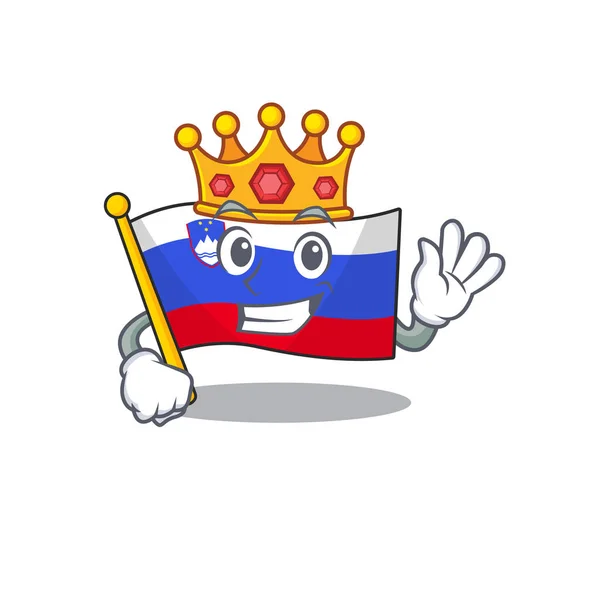 Bandera de la mascota slovenia con carácter de rey — Vector de stock