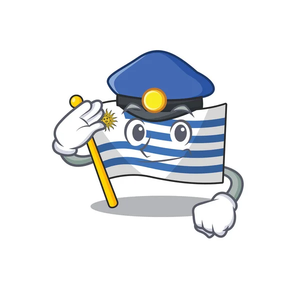 Polizia cartoni animati bandiera uruguay in con mascotte — Vettoriale Stock