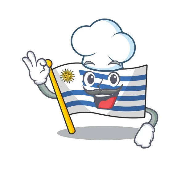 Bandeira dos desenhos animados uruguai isolado no chef personagem —  Vetores de Stock