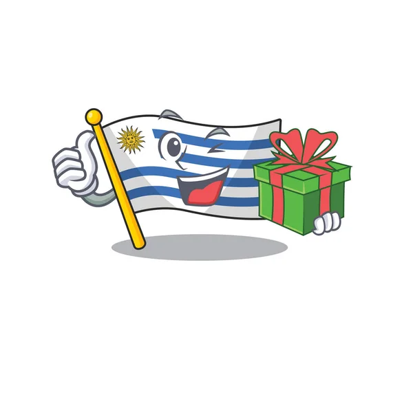 Zászló uruguay rajzfilm a gazdaság ajándék karakter — Stock Vector
