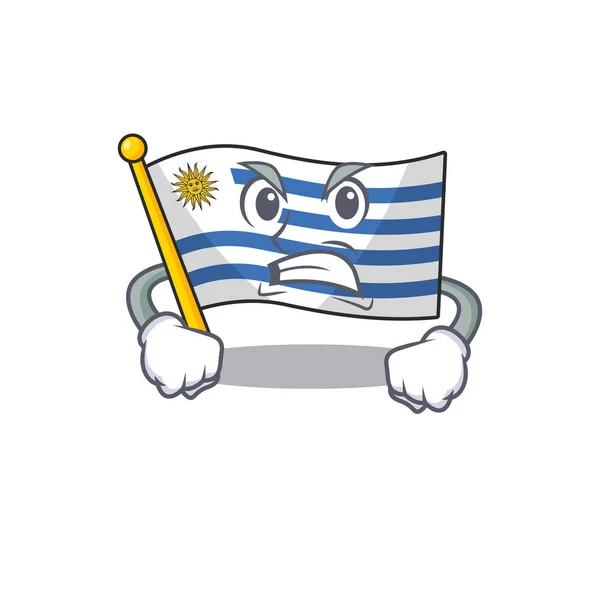 Drapeau uruguay dessin animé avec en colère caractère — Image vectorielle