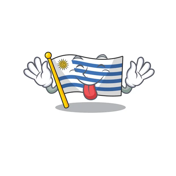 Bandera de la mascota uruguay con carácter en lengua hacia fuera — Vector de stock