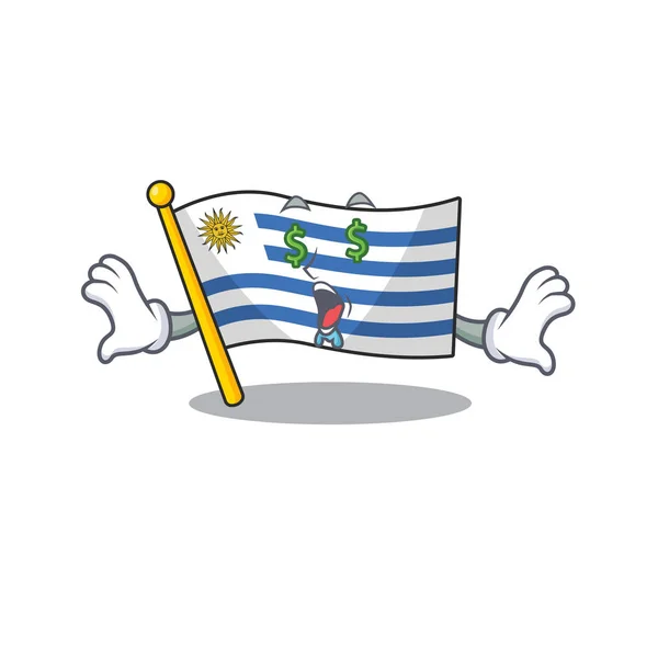 Σημαία mascot uruguay με χρήματα χαρακτήρα μάτι — Διανυσματικό Αρχείο