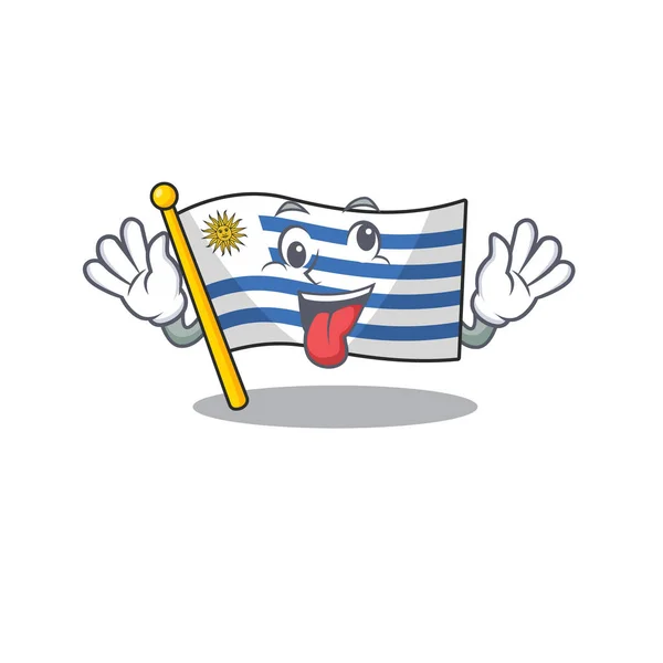 Mascotte drapeau uruguay avec dans apporter le caractère de cadeau — Image vectorielle