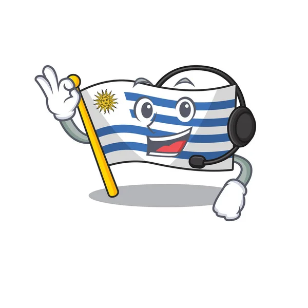 Maskottchen flag uruguay mit innen mit kopfhörercharakter — Stockvektor
