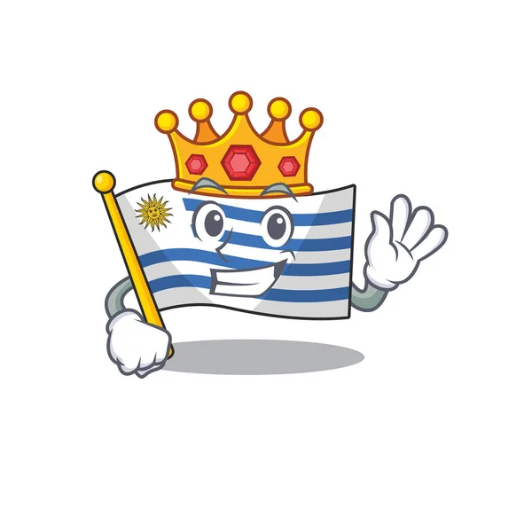 Bandeira de mascote uruguai com caráter de rei —  Vetores de Stock