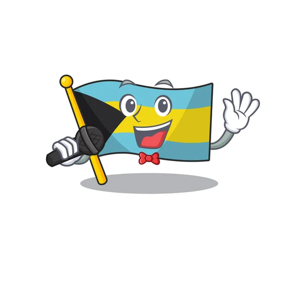 Flag bahamas cartoon with in singing character — Stock Vector