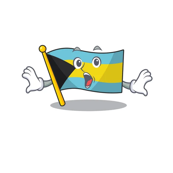 Bandera Bahamas de dibujos animados con carácter sorprendido — Vector de stock