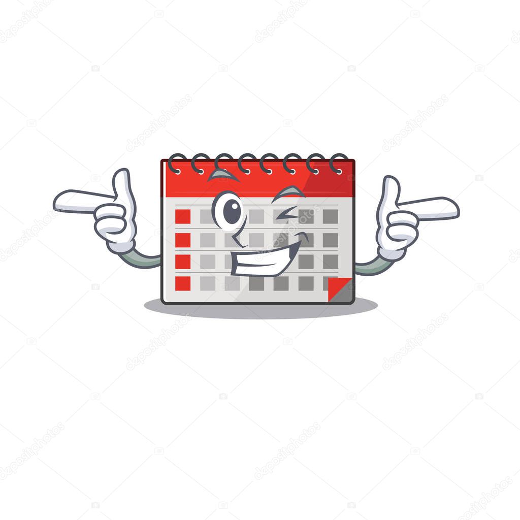 Character calendar isolated with in cartoon wink