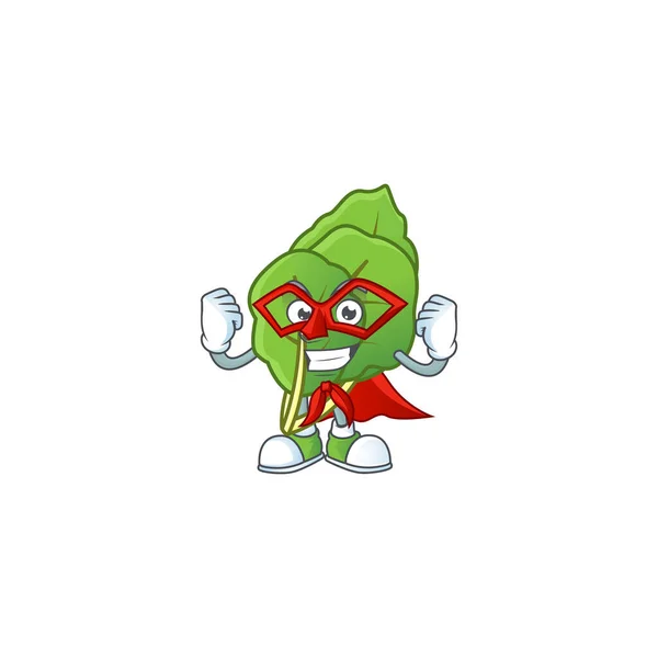 A cartoon of collard greens with Super hero costume — Stock Vector