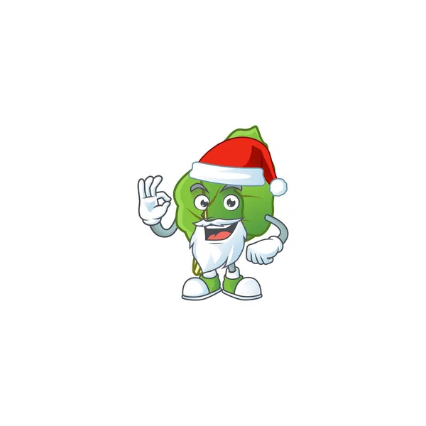 Joyeux collet vert dans le style de mascotte de costume de Père Noël — Image vectorielle