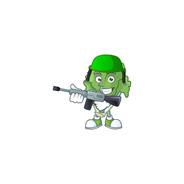 Une mascotte d'endive comme une armée avec mitrailleuse — Image vectorielle