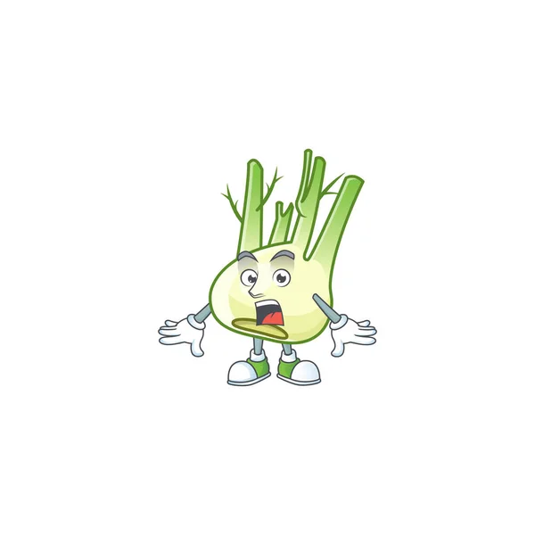 Surprised fennel gesture on cartoon mascot design — Stock Vector