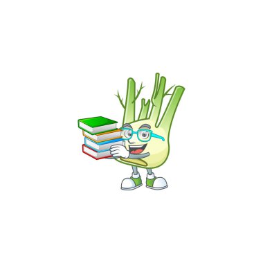 Maskot karakteri üzerine kitap rezenesi olan öğrenci.