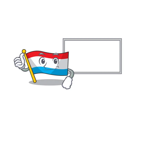 Flag luxembourg Cute character Thumbs up with board — Stock Vector