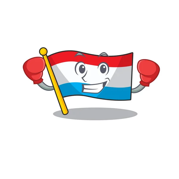 Vicces zászló luxembourg piros Boxing rajzfilm karakter — Stock Vector