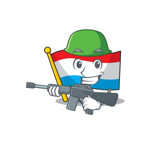 A cartoon of flag luxembourg Army with machine gun — Stock Vector