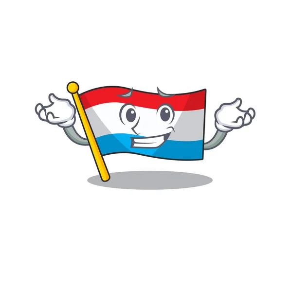 Super Cool Grinning bandeira luxembourg mascote estilo cartoon — Vetor de Stock