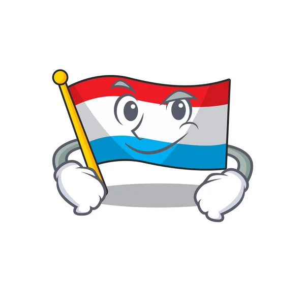 Bandeira luxembourg mascote estilo cartoon com rosto Smirking — Vetor de Stock