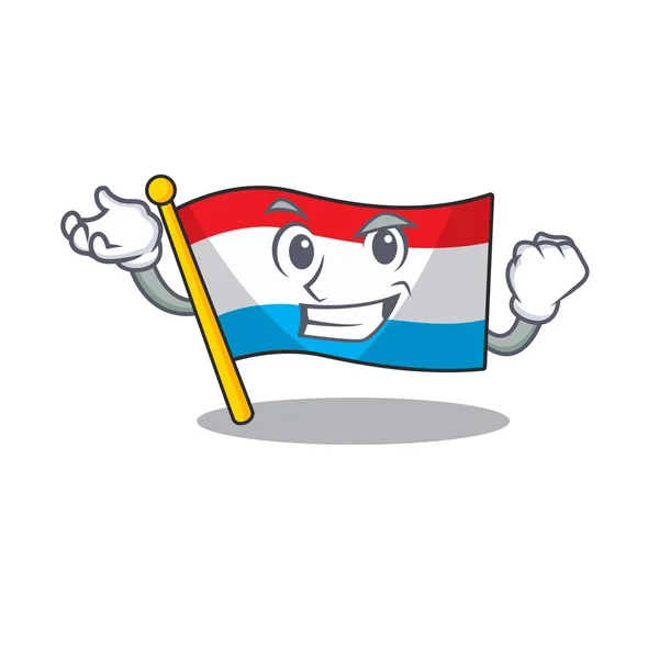 Feliz confiante Bandeira bem sucedida luxembourg estilo de personagem de desenho animado — Vetor de Stock