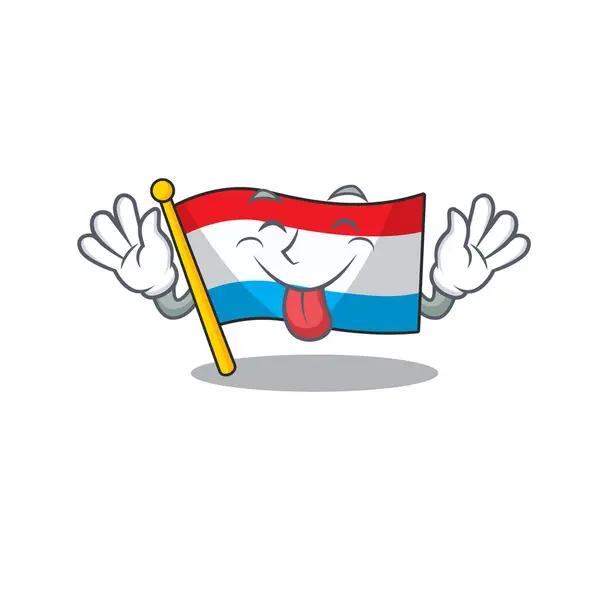 Super bonito bandeira luxembourg desenho animado com língua para fora — Vetor de Stock