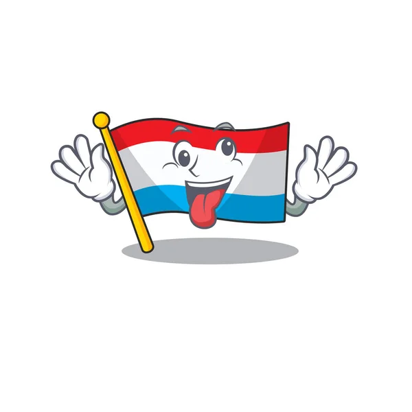 Bandera de dibujos animados luxembourg aislado en carácter traer regalo — Vector de stock