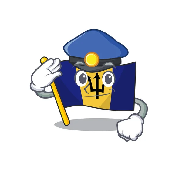 Flagga barbados tecknad karaktär som polis — Stock vektor