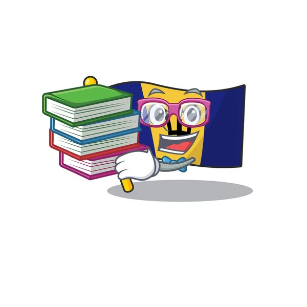 Bandiera Barbados cartone animato con in studente portare personaggio libro — Vettoriale Stock