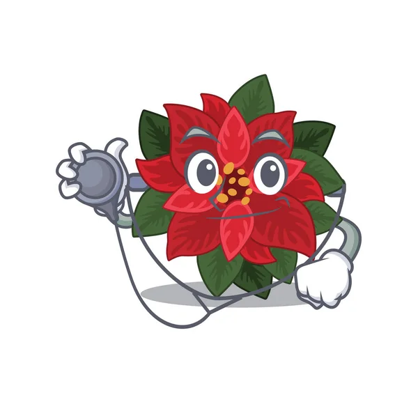 Poinsettia fleur dans un médecin habillé avec des outils — Image vectorielle