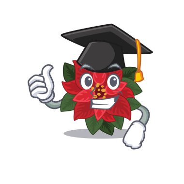 Siyah mezuniyet şapkası takmış mutlu çiçek desenleri.