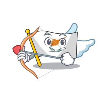 Aşk tanrısı çizgi film karakteri üzerinde kanatları ve okları olan sevimli bir bayrak.