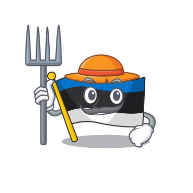 Çiftçi çizgi film karakteri olarak şapka ve aletlerle bayrak estonisi