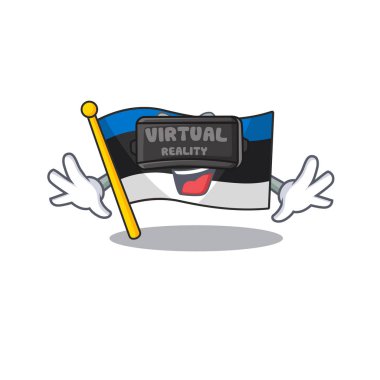 Sanal gerçeklik kulaklığındaki havalı bayrak Estonya karakteri