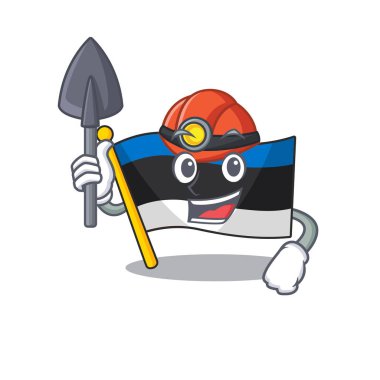 Havalı bayrak Estonya Madenci çizgi film maskot çizim stili