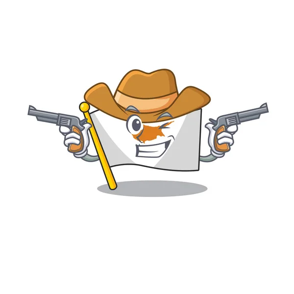 Flag cyprus dressed as a Cowboy holding guns — Stock Vector