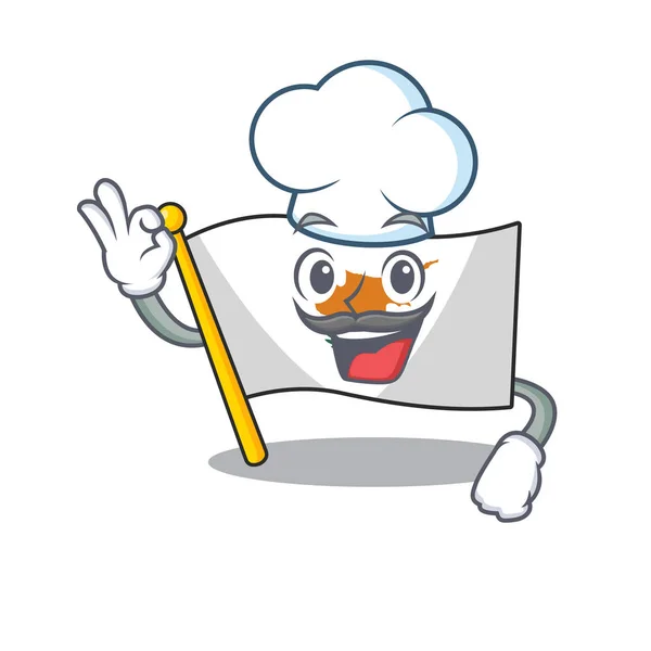 Bandeira feliz cyprus personagem de desenho animado Chef com chapéu branco — Vetor de Stock